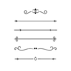 Set of Vintage decorative lines. text dividers. Line border. Lines separators, Borders, Vintage dividers, Underline elements. Vector illustration
