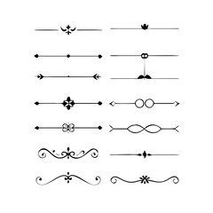 Set of Vintage decorative lines. text dividers. Line border. Lines separators, Borders, Vintage dividers, Underline elements. Vector illustration
