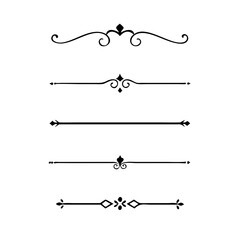 Set of Vintage decorative lines. text dividers. Line border. Lines separators, Borders, Vintage dividers, Underline elements. Vector illustration
