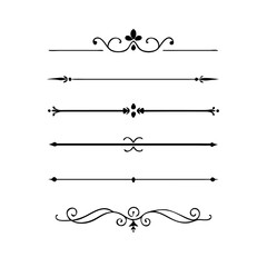 Set of Vintage decorative lines. text dividers. Line border. Lines separators, Borders, Vintage dividers, Underline elements. Vector illustration

