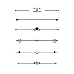 Set of Vintage decorative lines. text dividers. Line border. Lines separators, Borders, Vintage dividers, Underline elements. Vector illustration
