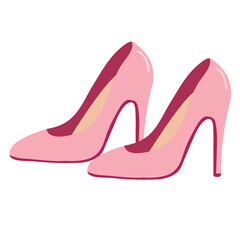pink women's high heel shoes isolate on white background