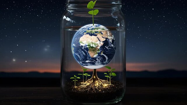 Earth in a jar night sunset inspiring nature image