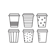 minimalist paper cups outline style vector drawing concept.eps