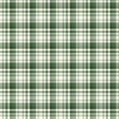 Seamless green plaid pattern fabric with a checkered tartan texture