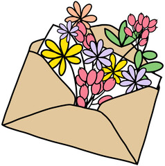 envelope with flowers 편지  꽃 선물 기념일