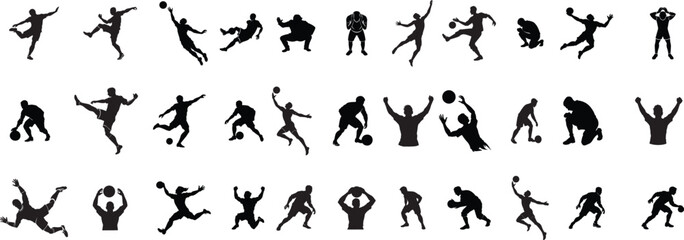 Naklejka premium Silhouette collection of male and female ball sport players in action vector