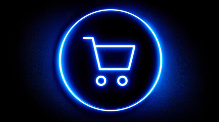 Blue shopping cart with neon lights