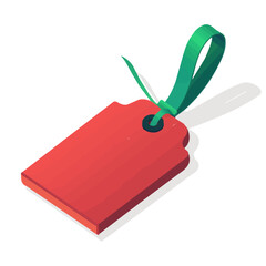 An illustration flat 2D icon Christmas gift tag isometric view set illustration, vector clipart isolated on a transparent background — clean animation-style design, created by me, Cute design