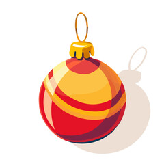 An illustration flat 2D icon Christmas red and gold ornament set illustration, vector clipart isolated on a transparent background — clean animation-style design, created by me, Cute design