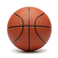 Fototapeta premium Basketball Ball with Orange Textured Surface and Black Lines on White Background
