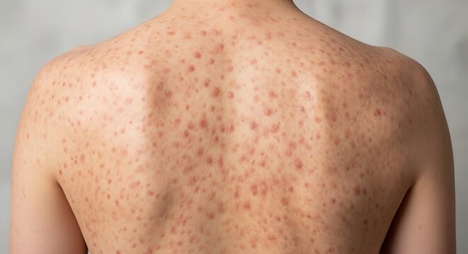 Widespread Red Papular Tinea Versicolor Rash Across Back