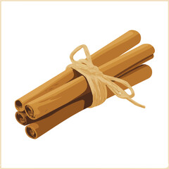 An illustration flat 2D icon cinnamon sticks tied roll isometric view set illustration, vector clipart isolated on a transparent background — clean animation-style design, created by me, Cute design