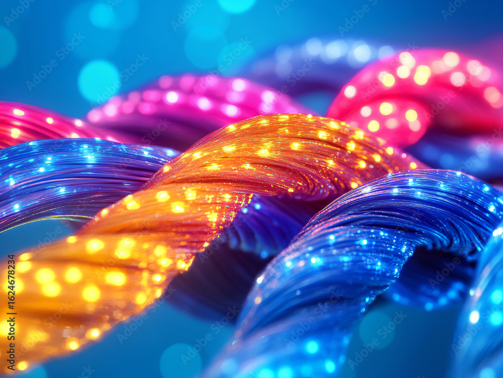 Aufkleber 3d rendering of fiber optic cables. an abstract image features dynamic energy waves.