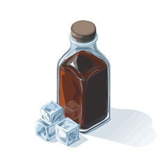 An illustration flat 2D icon cold brew coffee bottle with illustration, vector clipart isolated on a transparent background — clean animation-style design, created by me, simple design