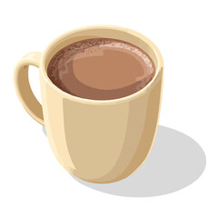 Obraz premium Simple illustration flat 2D icon creamy hot chocolate in mug set illustration, vector clipart isolated on a transparent background — clean animation-style design, created by me, EPS format