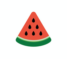 Vector illustration of a watermelon slice with seeds and green rind