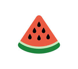 Vector illustration of a watermelon slice with seeds and green rind