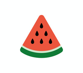 Vector illustration of a watermelon slice with seeds and green rind