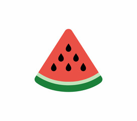 Vector illustration of a watermelon slice with seeds and green rind