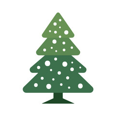 An Isometric 2D vector illustration of an evergreen tree with snowflakes for Christmas Day, flat, cute design isolated on transparent background — designed by me, animation-inspired. Icon EPS format