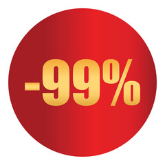 Discount sticker 99% percent. Vector badge for sale, clearance, promotion, marketing, retail, e-commerce