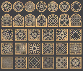 Arabic Oriental Vector Elements. Arabian Ornament. Digital Clipart. Traditional Pattern	