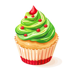 Flat 2D festive cupcake isometric view set icon in vector format, with a transparent background — clean and simple digital artwork by me.