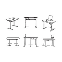 Modern standing desk workspace minimalist office design vector.eps