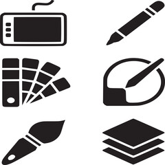 Vector art of set of graphic design icons isolated on white background for creative and artistic design concept and artwork