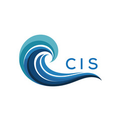 CIS Abstract Wave Logo with Blue Gradient and Modern Typography, CIS Later Logo, Creative Ocean Wave Logo Design with CIS Text. 
