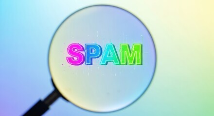 Magnified "SPAM" text; gradient background