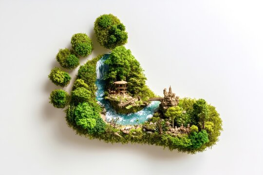 green tree with with foot print - Powered by Adobe