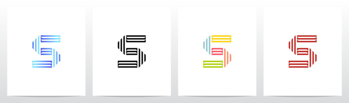 Retro Parallel Lines Letter Initial Alphabet Logo Design S