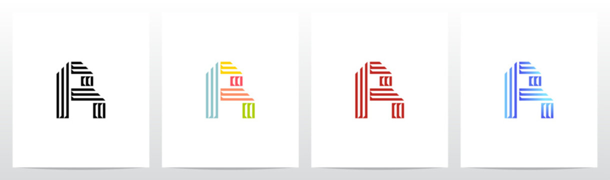 Retro Parallel Lines Letter Initial Alphabet Logo Design R