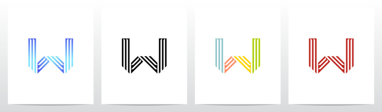 Retro Parallel Lines Letter Initial Alphabet Logo Design W