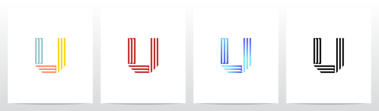 Retro Parallel Lines Letter Initial Alphabet Logo Design U