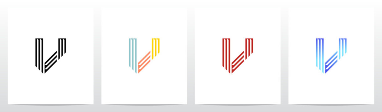 Retro Parallel Lines Letter Initial Alphabet Logo Design V