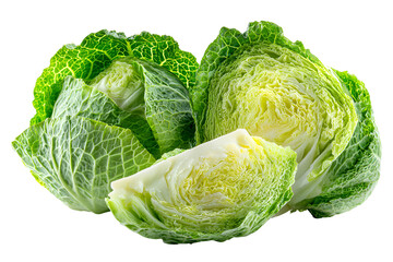 Obraz premium Fresh Green Savoy Cabbages Closeup Shot