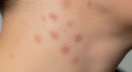 Fototapeta premium Hyperpigmented Tinea Versicolor Spots on the Side of the Neck