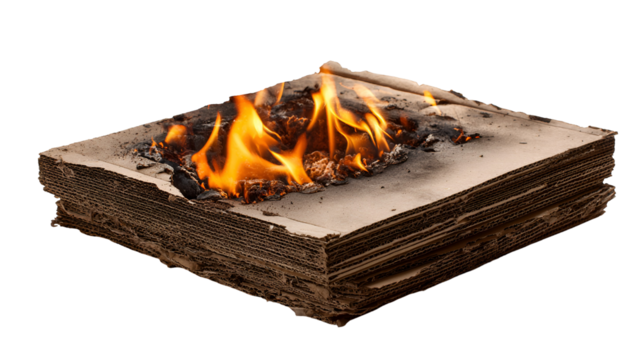 Burning Cardboard Stack Fire Flames Destruction