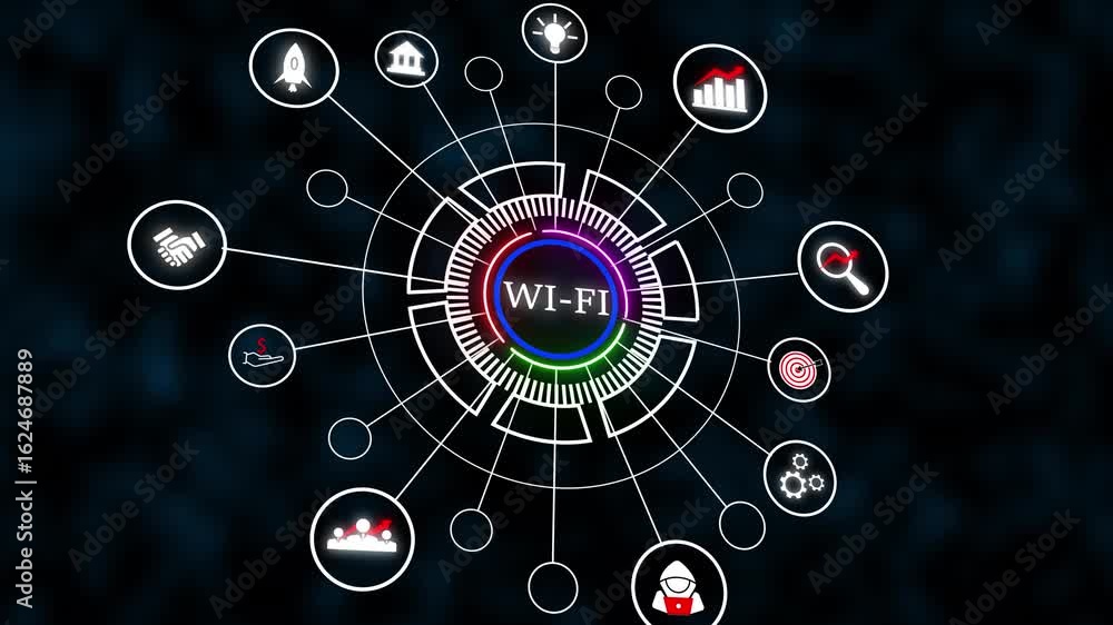 Poster high tech wifi network connectivity business growth innovation technology startup success data. wifi