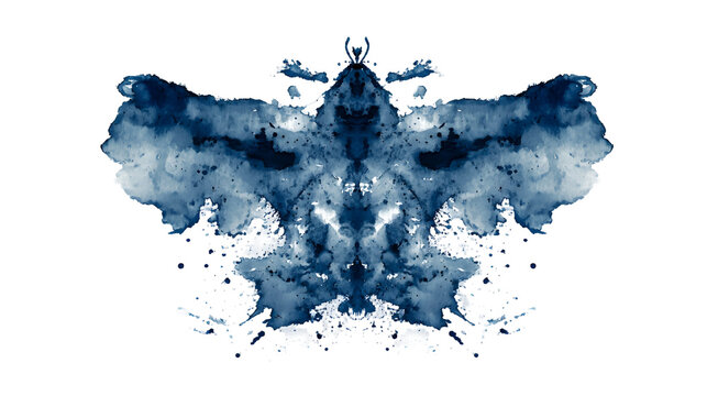Abstract Blue Ink Blot Rorschach Test Art Design,