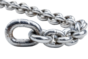 Strong metal chain links close up detail