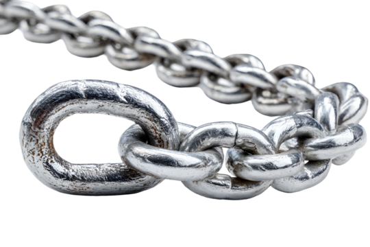 Strong metal chain links close up detail