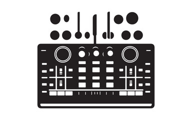 DJ Mixer Deck Silhouette Vector  Turntable Console Music Equipment Art