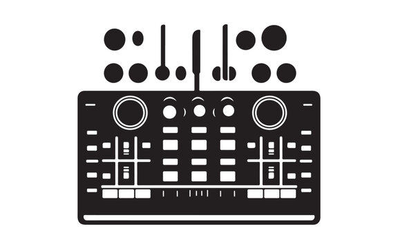 DJ Mixer Deck Silhouette Vector  Turntable Console Music Equipment Art