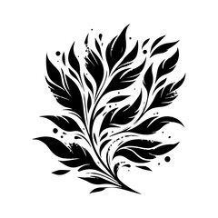 Obraz premium Abstract Black Flourish Plant Design.