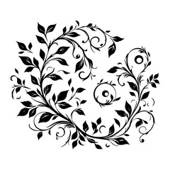 Black Floral Swirls and Leaves Design 3.