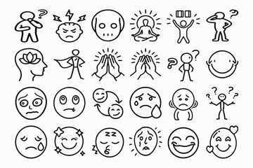 Fototapeta premium Mood emotion on people icon set vector